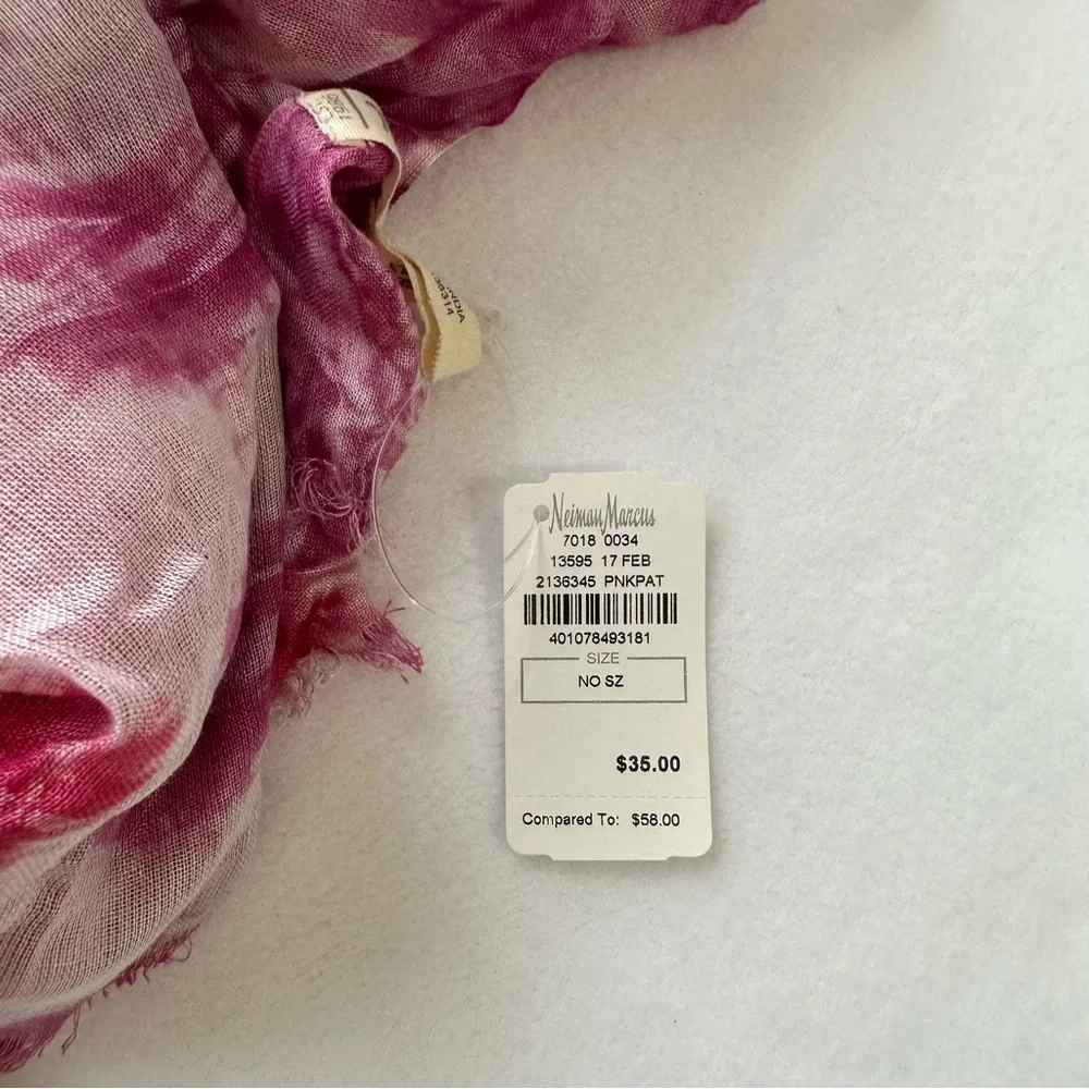 Michael Stars Tie Dye Pink White Oversized Blanket Scarf Neiman Marcus NWT